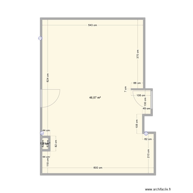 Appartement2. Plan de 2 pièces et 46 m2