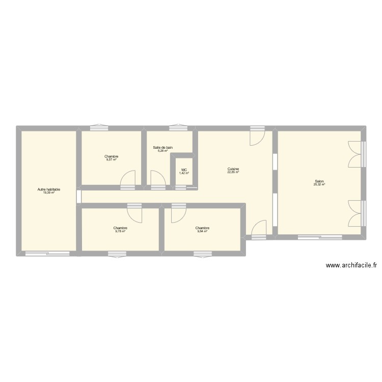 Maison. Plan de 8 pièces et 103 m2