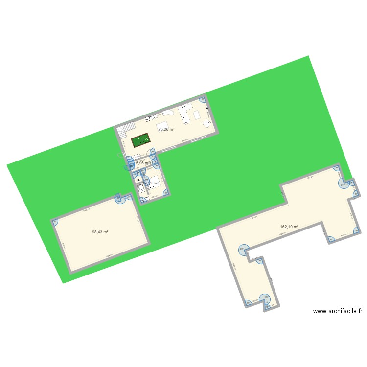 maison math 5. Plan de 5 pièces et 361 m2