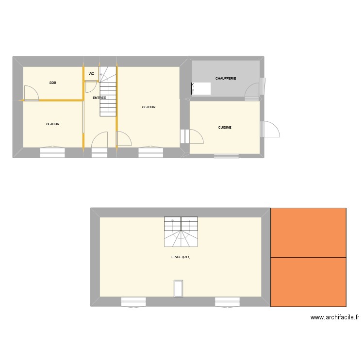 TRABAOL. Plan de 8 pièces et 100 m2