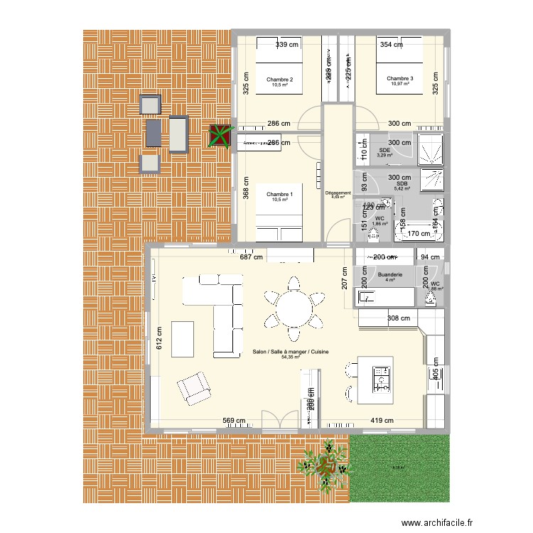 Saint-Broladre. Plan de 10 pièces et 107 m2