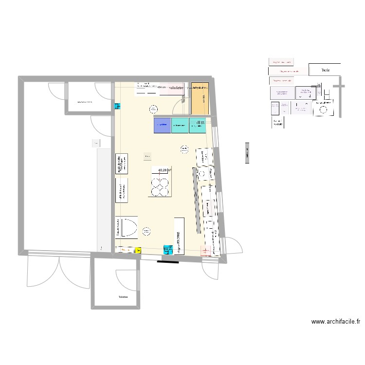 Grange des Roues - cuisine version 4 NP. Plan de 1 pièce et 40 m2