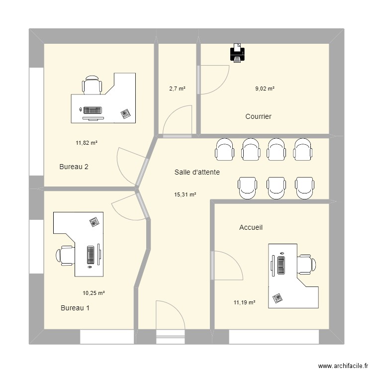 VESOUL RDC. Plan de 6 pièces et 60 m2