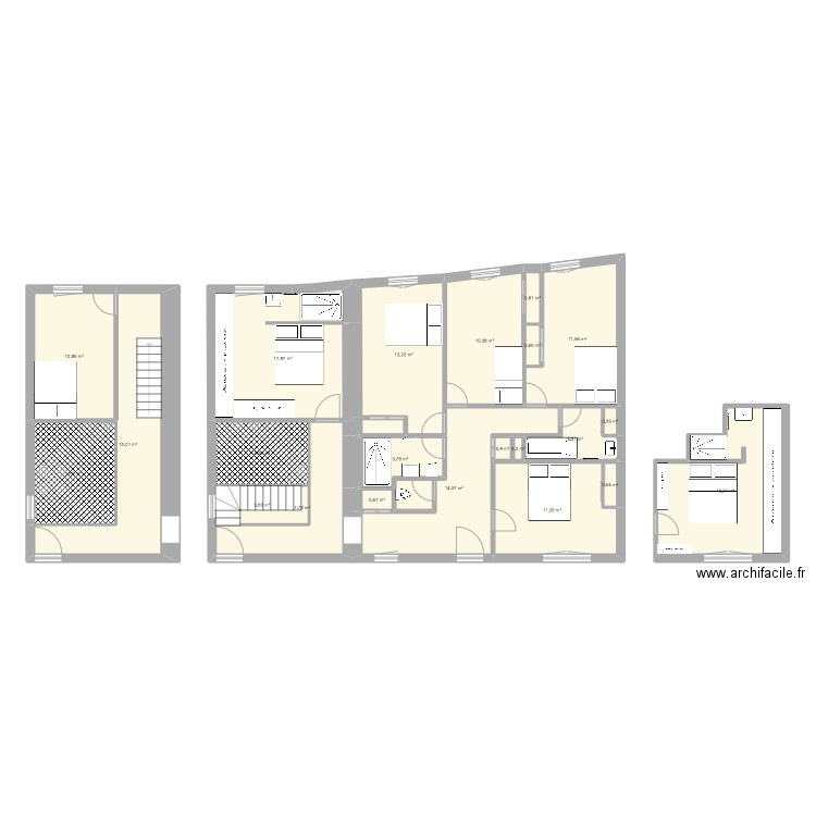 Maison Ste Marie étage. Plan de 22 pièces et 158 m2