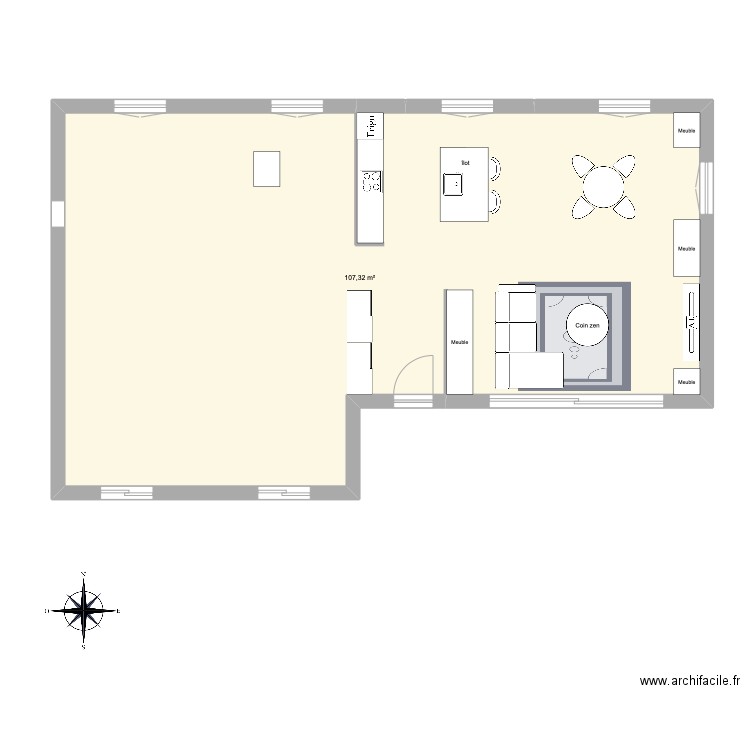 Maison Parents 2. Plan de 1 pièce et 107 m2