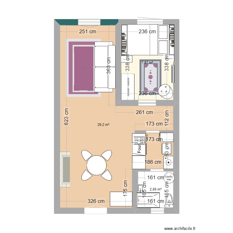 MERICOURT. Plan de 3 pièces et 40 m2