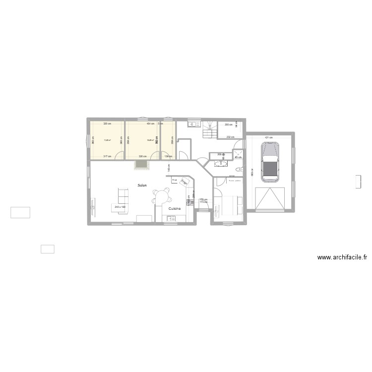 Rez chaussée 13 complet. Plan de 2 pièces et 28 m2