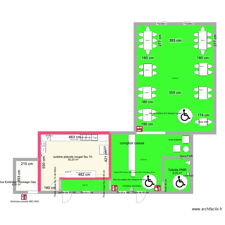 burger and grill plan d'implatation. Plan de 6 pièces et 160 m2