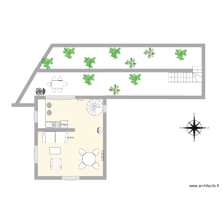 Annexe Doussard. Plan de 1 pièce et 36 m2