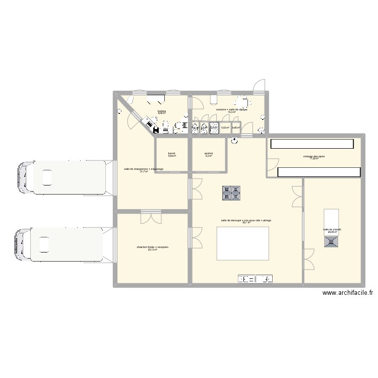 projet transfo. Plan de 14 pièces et 184 m2