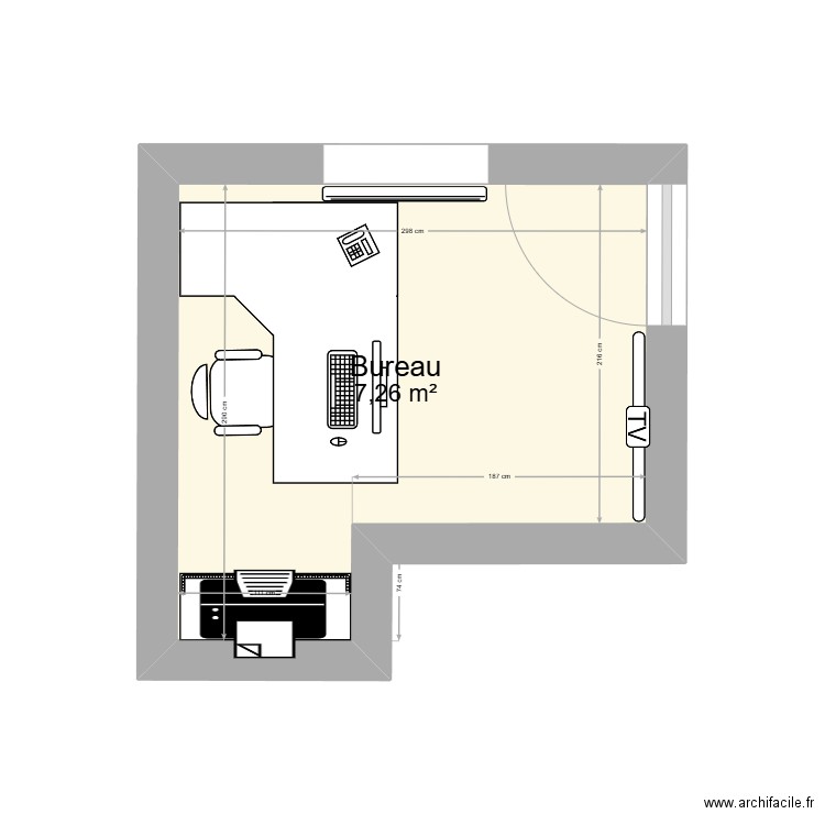 Bureau Alex. Plan de 1 pièce et 7 m2