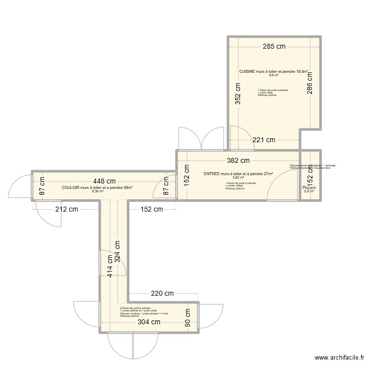 Plan M Gerbay. Plan de 4 pièces et 26 m2