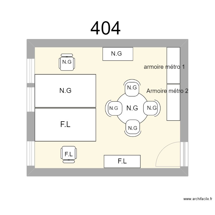 Bureau Métro R 404 - N.GONTIER - F.LAUGAIS. Plan de 1 pièce et 19 m2