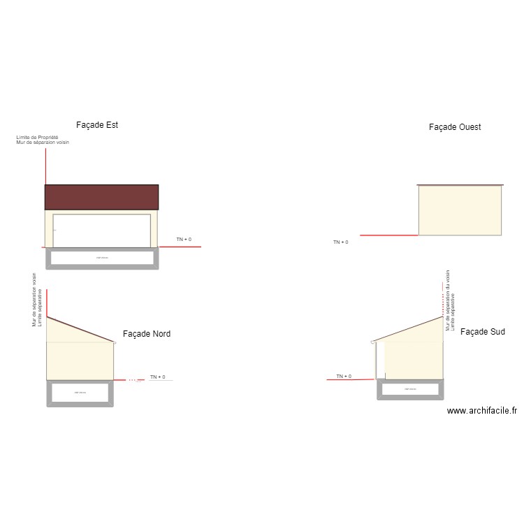 PCMI 5. Façades après modification d'implantation . Plan de 3 pièces et 12 m2