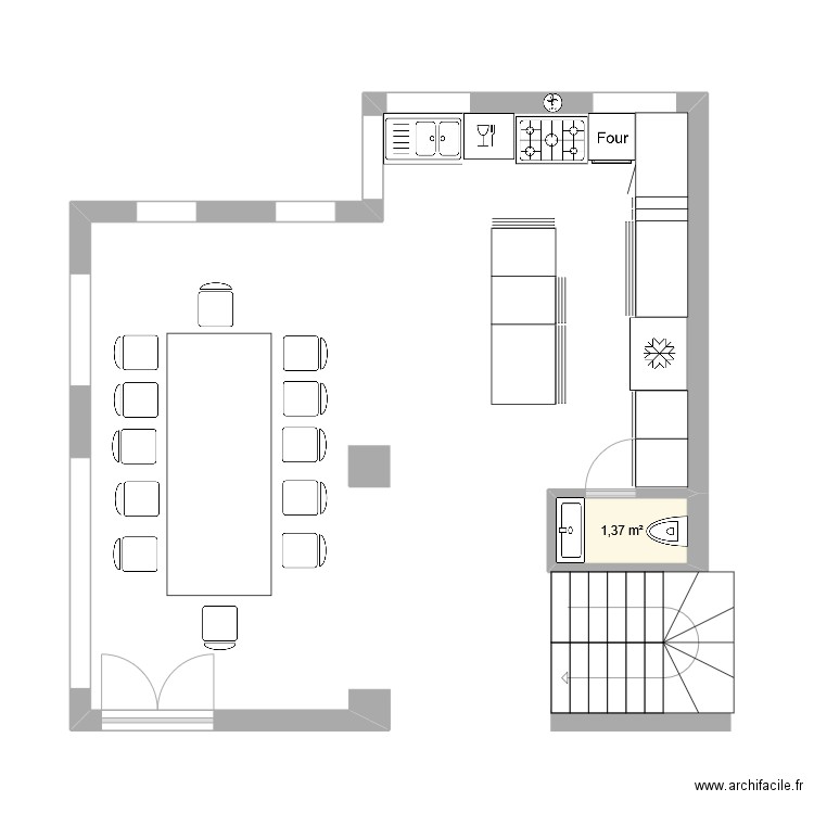 YETI1. Plan de 1 pièce et 1 m2