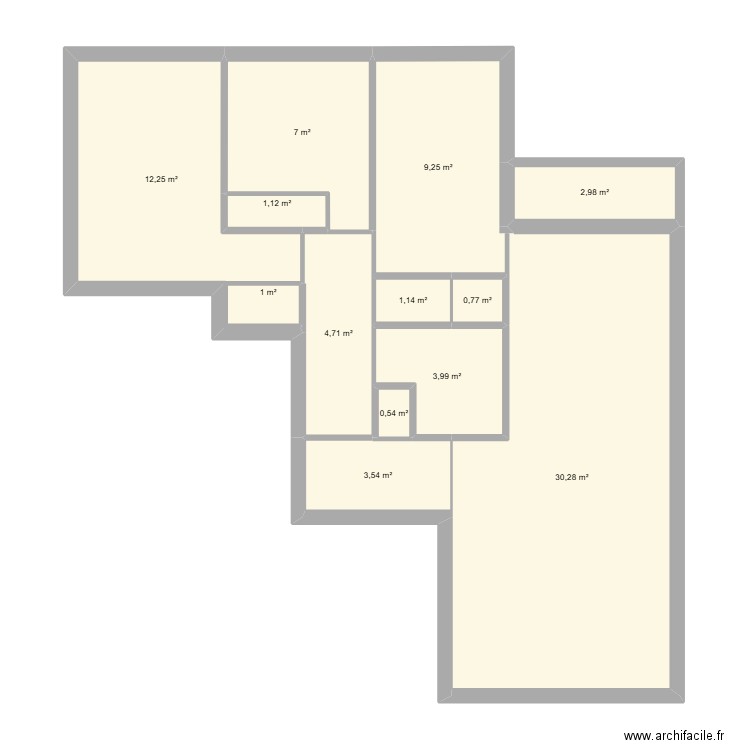 appart. Plan de 13 pièces et 79 m2