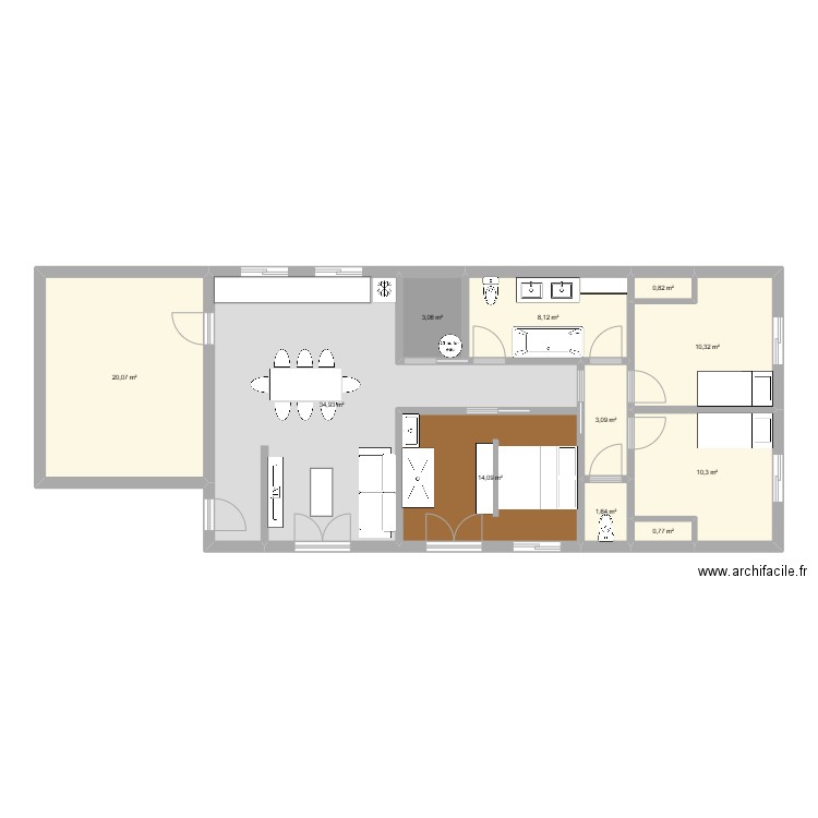 MAISON. Plan de 11 pièces et 107 m2