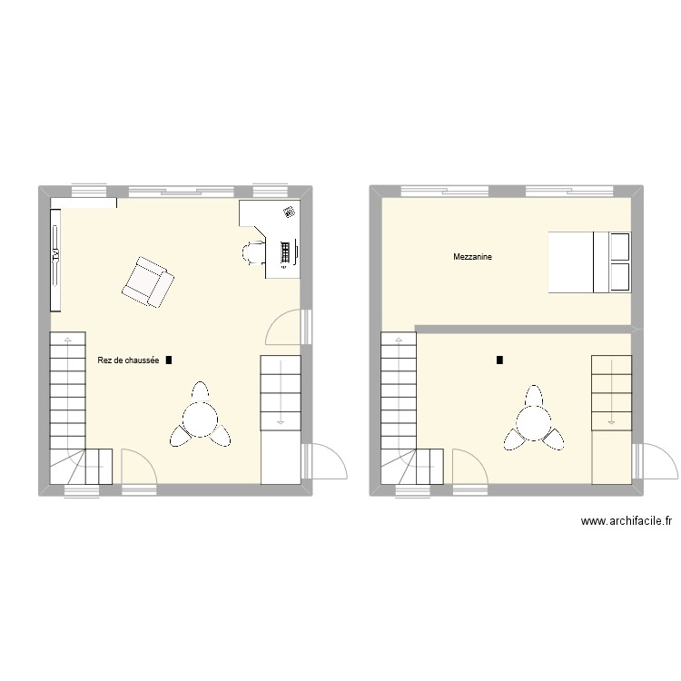 RdC Extension. Plan de 2 pièces et 73 m2