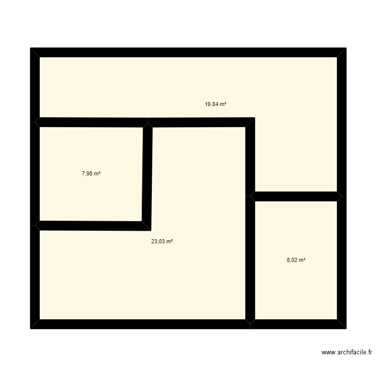 bungalow. Plan de 4 pièces et 59 m2