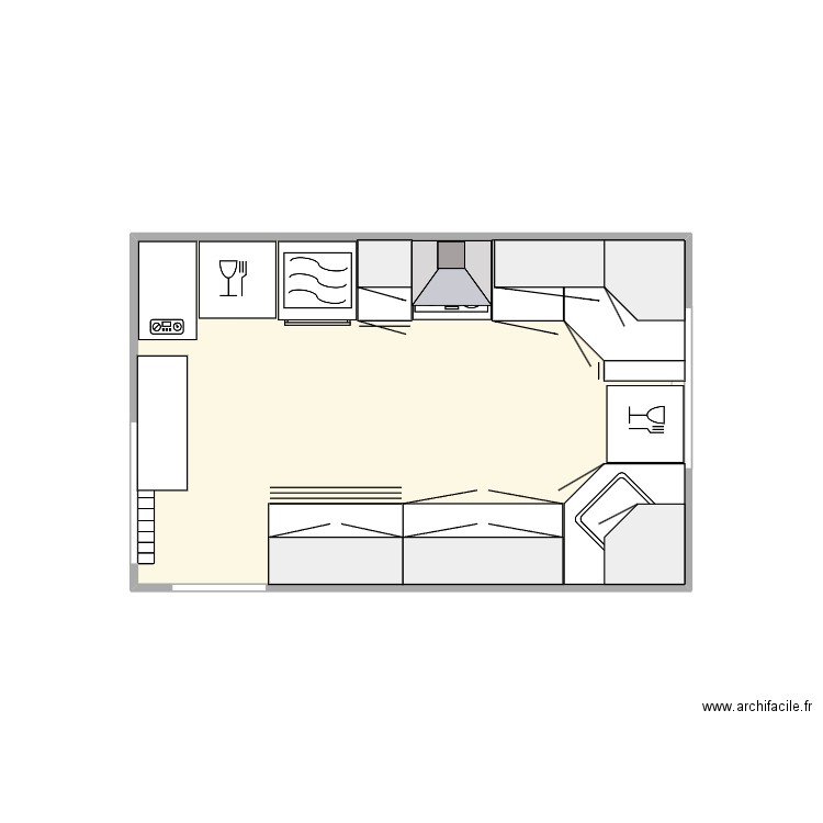 cuisine. Plan de 1 pièce et 10 m2