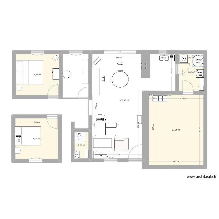 plan maison maman. Plan de 6 pièces et 83 m2