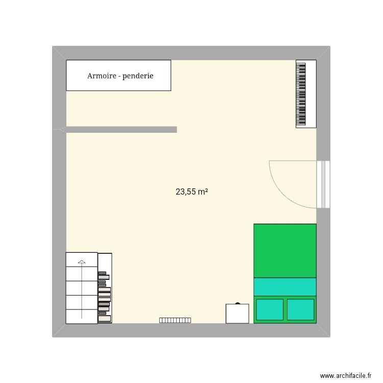 Chambre louise. Plan de 1 pièce et 24 m2