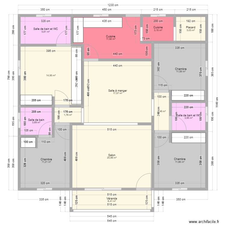 ma maison. Plan de 15 pièces et 130 m2