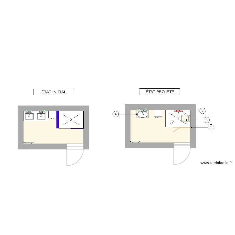 GIRARD. Plan de 2 pièces et 9 m2