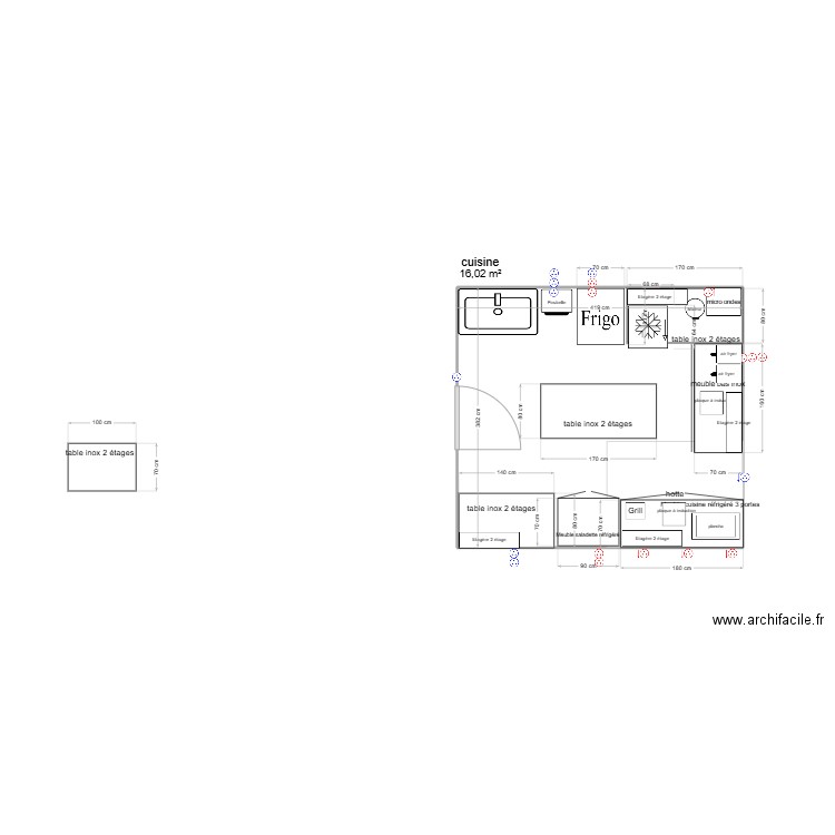 plan cuisine Mass'toque. Plan de 1 pièce et 16 m2