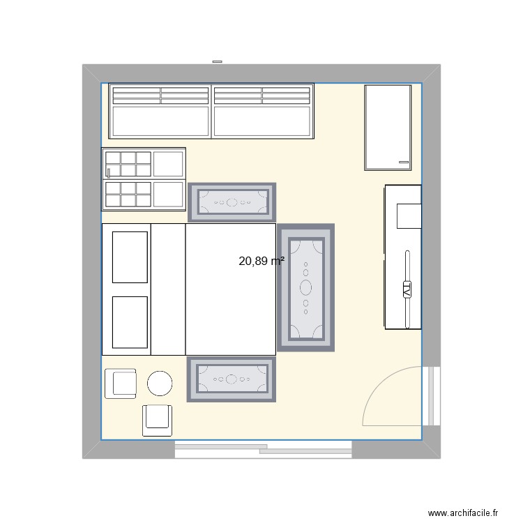 chambre a coucher. Plan de 1 pièce et 21 m2