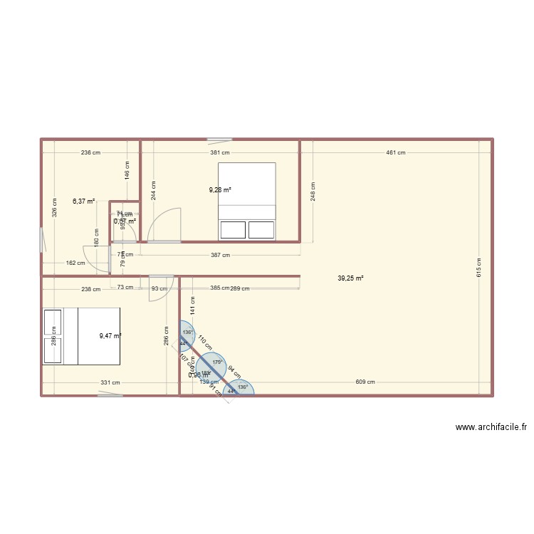 new. Plan de 6 pièces et 66 m2