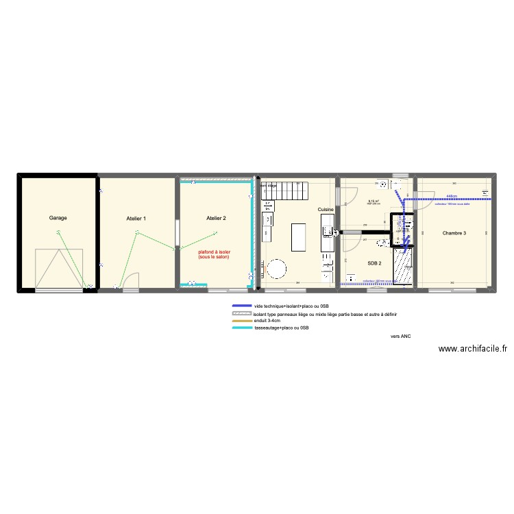 Plan plomberie. Plan de 18 pièces et 383 m2