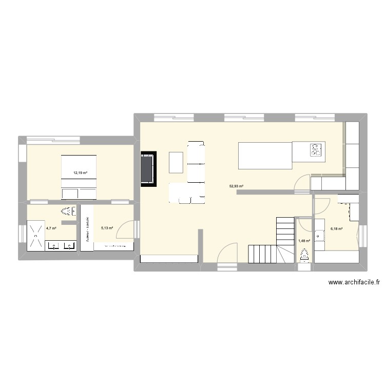 Maison delattre RDC . Plan de 6 pièces et 83 m2