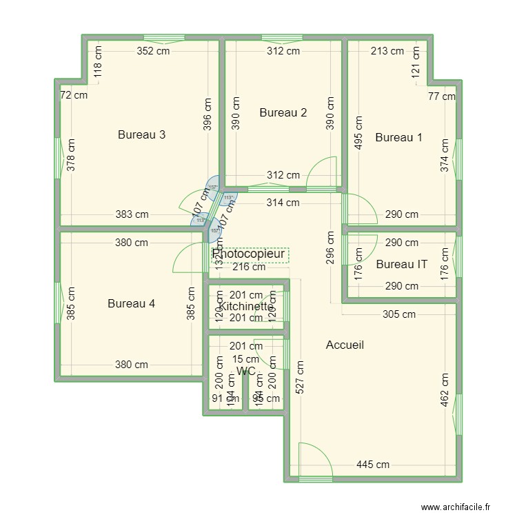 BUREAUX OASIS TULIPE. Plan de 8 pièces et 101 m2