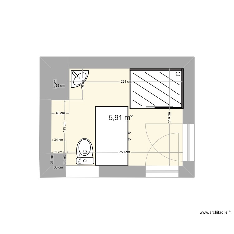 SDV ldvie. Plan de 3 pièces et 6 m2