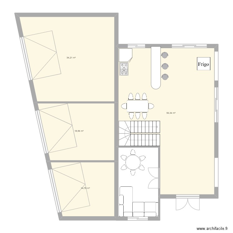 croqui 01. Plan de 4 pièces et 124 m2