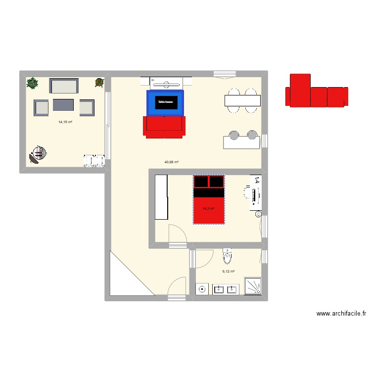 APP Farvagny 2.5. Plan de 4 pièces et 75 m2