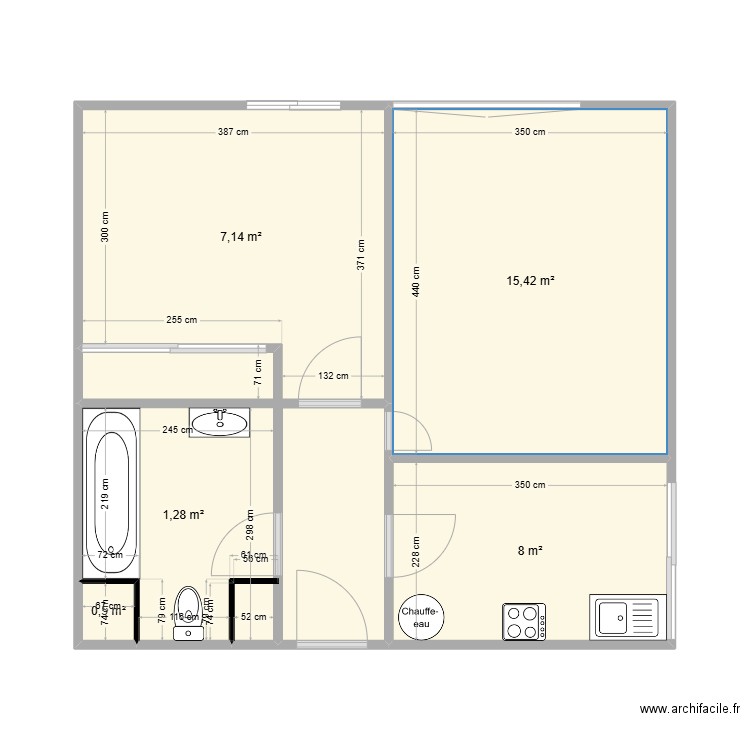 appart clemclem. Plan de 5 pièces et 43 m2