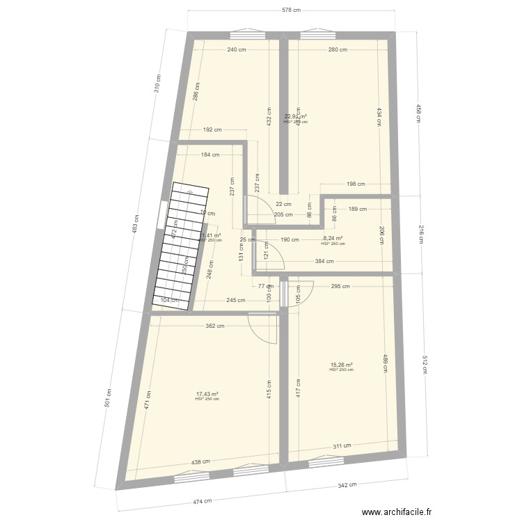 Project N°1 Aristide - Etage. Plan de 5 pièces et 73 m2