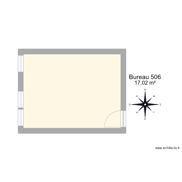 Bureau R 506. Plan de 1 pièce et 17 m2