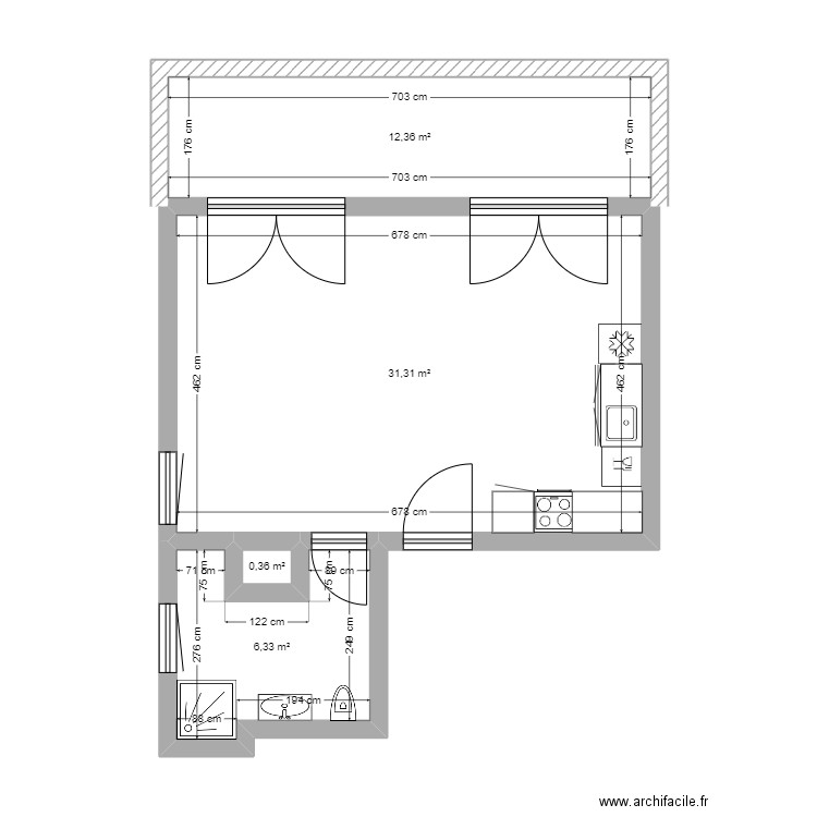 Ecureuils 11. Plan de 4 pièces et 50 m2