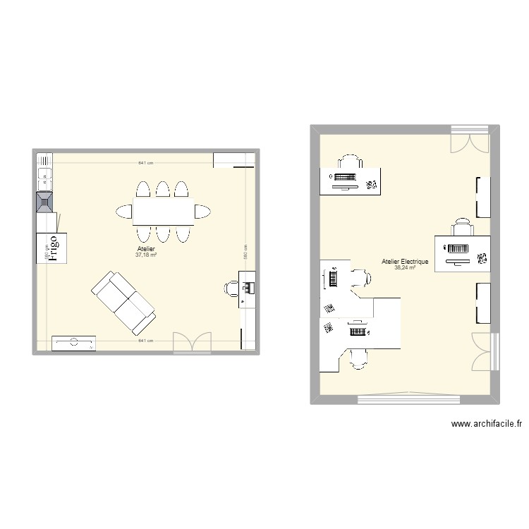 Bat tech. Plan de 2 pièces et 75 m2