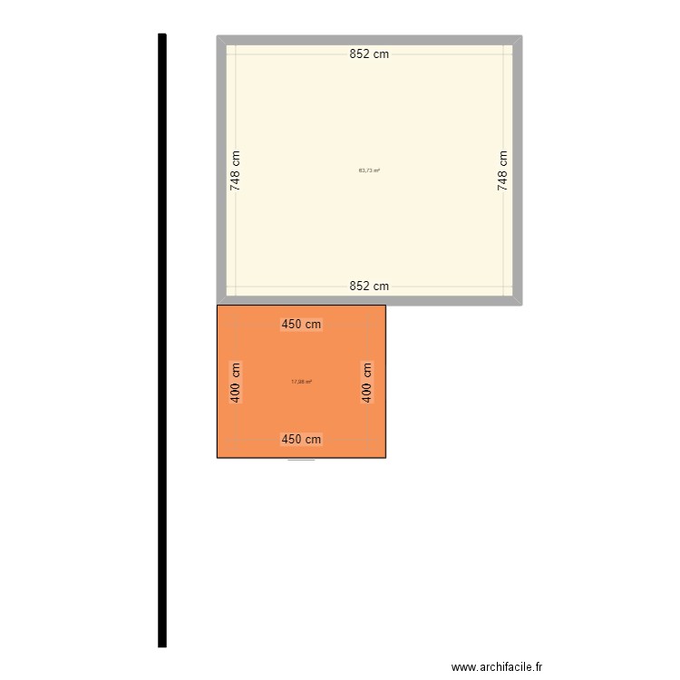 plan 1. Plan de 2 pièces et 82 m2