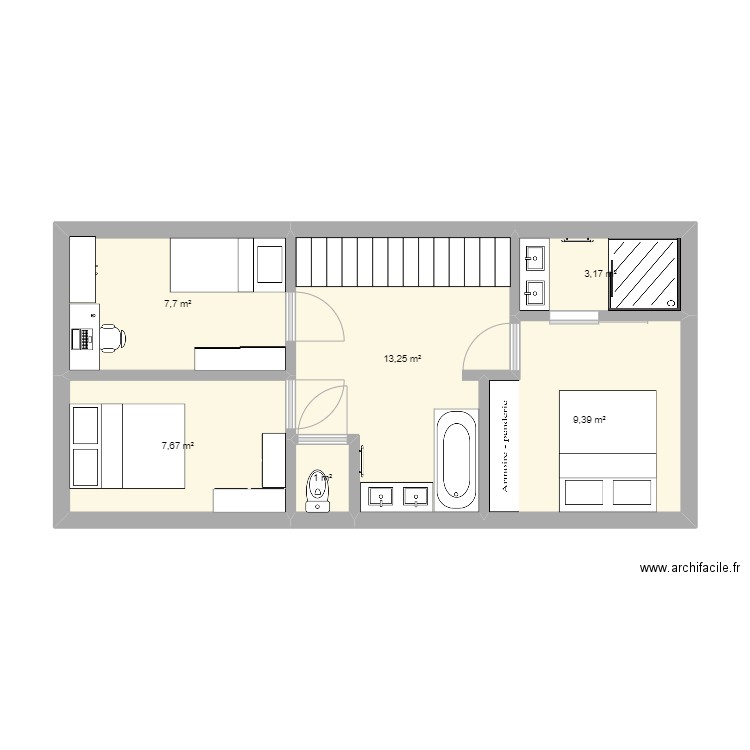 tonio1. Plan de 6 pièces et 42 m2