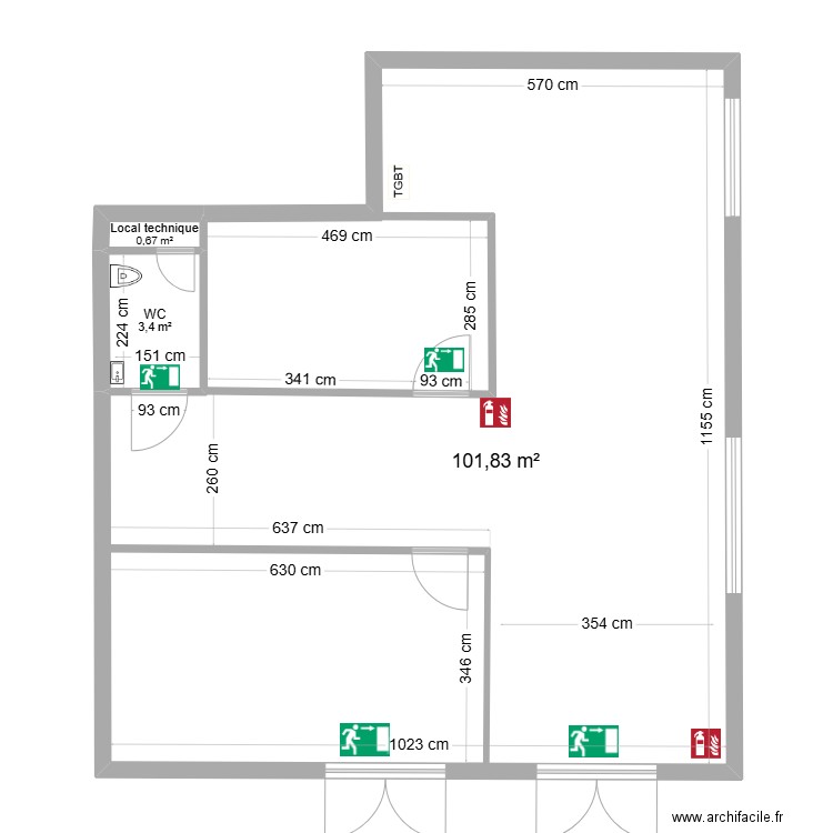 Projet ile de kos. Plan de 3 pièces et 106 m2