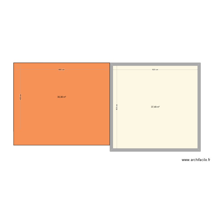 garage. Plan de 2 pièces et 68 m2