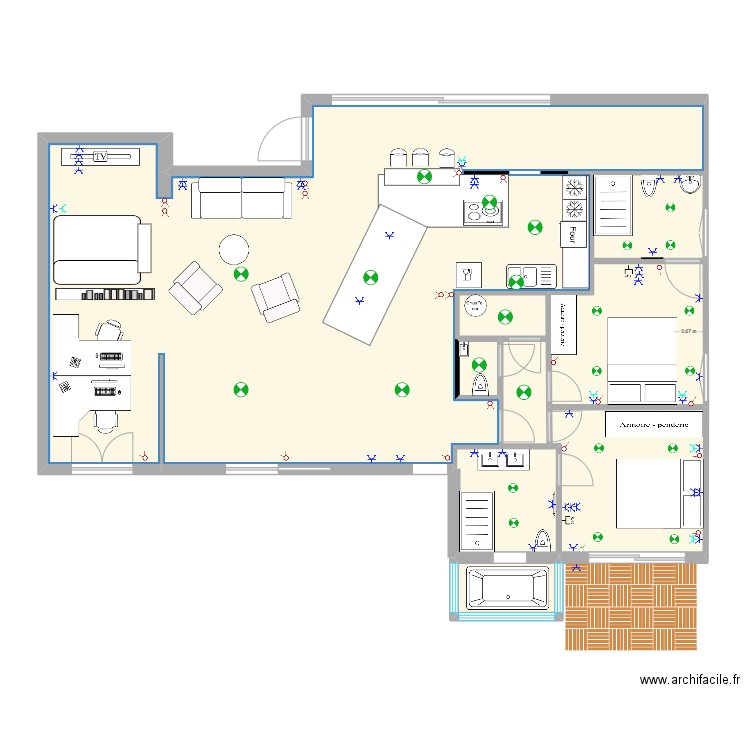 PROJET ANNEXE BAIN. Plan de 8 pièces et 124 m2