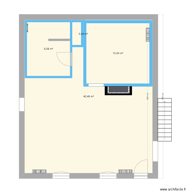 RDC Arsague. Plan de 4 pièces et 89 m2
