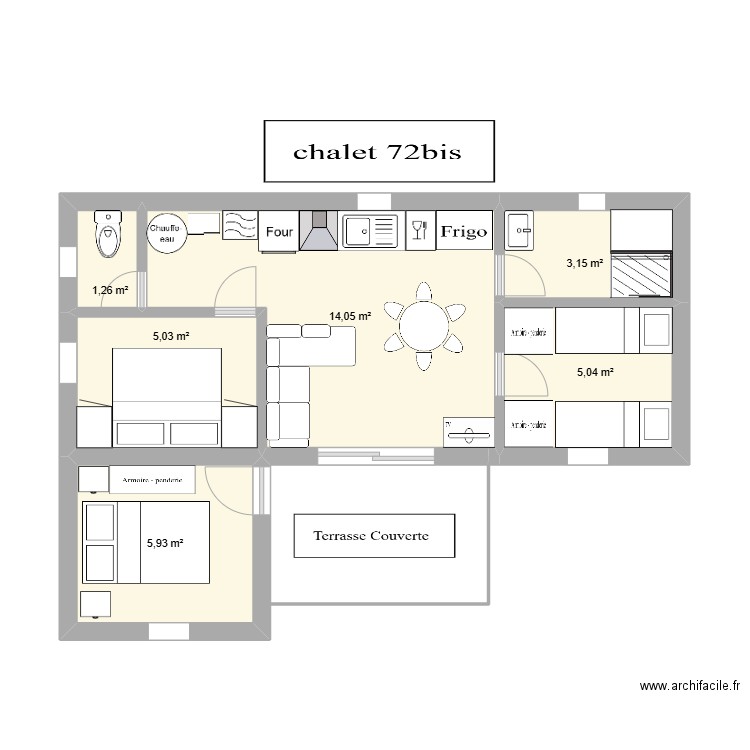 PLAN CHALET. Plan de 6 pièces et 34 m2