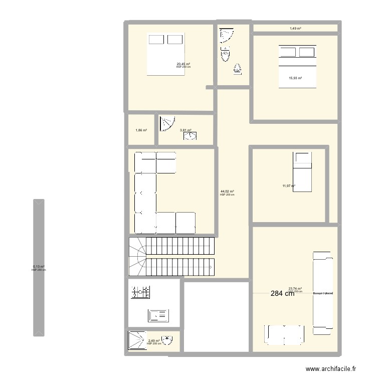 Backari Diakhite . Plan de 10 pièces et 140 m2